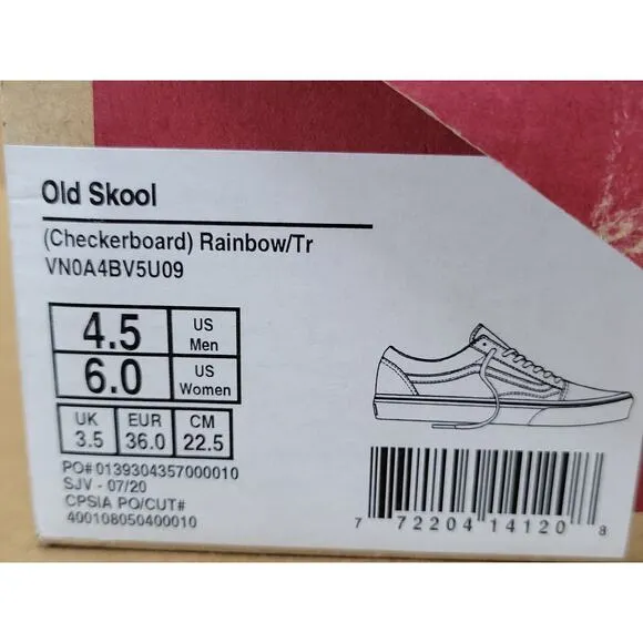 USED Vans Rainbow unisex Sneakers-Size 4.5 men/6 women