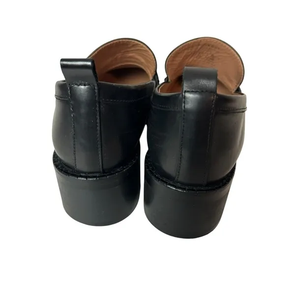 UTERQUE Black Leather horse bit Heeled  Loafers shoes size US 8 EU 38.