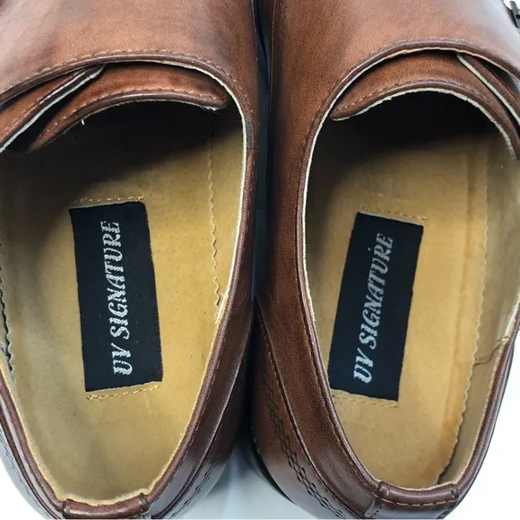 UV Signature Shoes Men’s Size 10.5 Monk Strap Brown Leather Dress Shoes