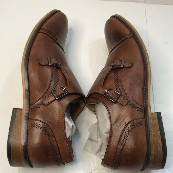 UV Signature Shoes Men’s Size 10.5 Monk Strap Brown Leather Dress Shoes