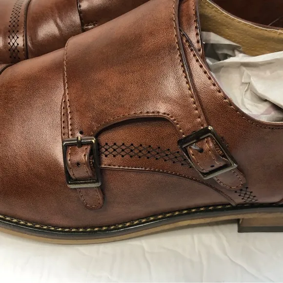 UV Signature Shoes Men’s Size 10.5 Monk Strap Brown Leather Dress Shoes