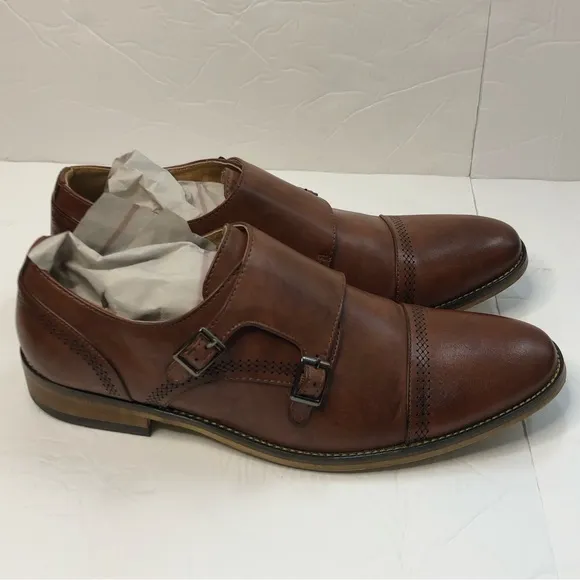 UV Signature Shoes Men’s Size 10.5 Monk Strap Brown Leather Dress Shoes