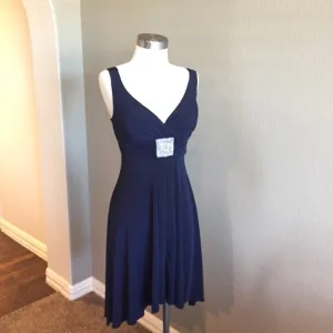 V Neck High-Low Navy Dress Size 4 Petite