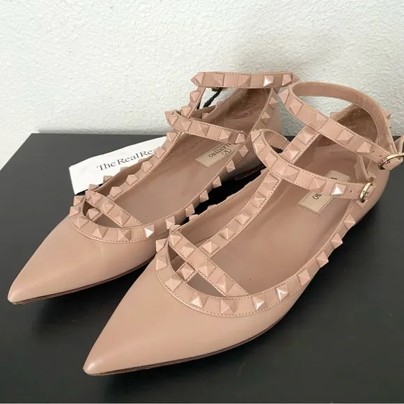 Valentino Garavani Rockstud Caged Ballerina Flats Pointed Toe