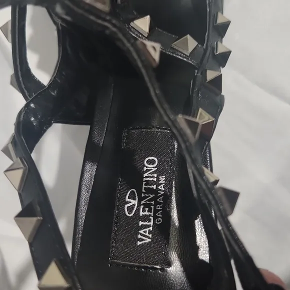 Valentino Garavini Studded Black Strappy Heels Size 38