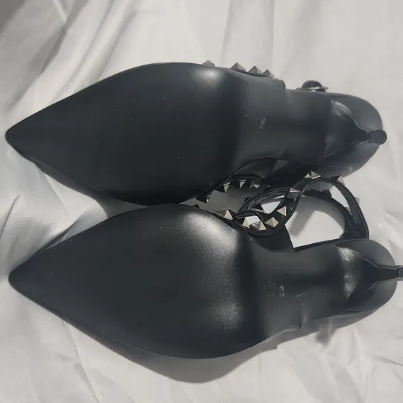 Valentino Garavini Studded Black Strappy Heels Size 38