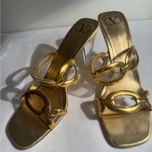 Valentino Gold Women's Heeled Sandals sz 42  women’s 12