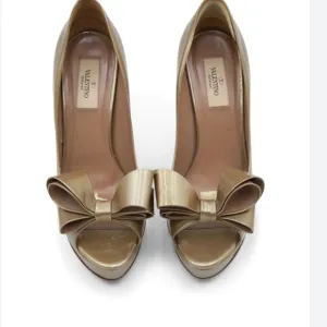Valentino Heels Shoes Peep Toe Pumps Nude Metallic - 8.5