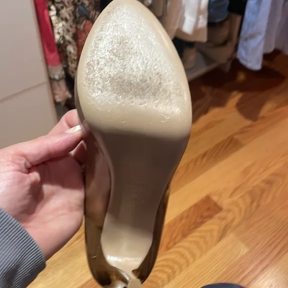 Valentino Heels Shoes Peep Toe Pumps Nude Metallic - 8.5