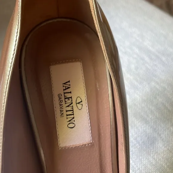 Valentino Heels Shoes Peep Toe Pumps Nude Metallic - 8.5