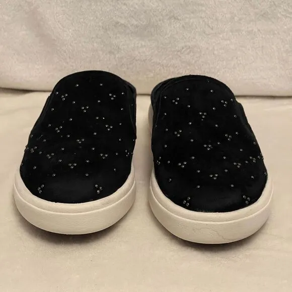 Vaneli Oscar Black Suede Mules Silver Studs Size 6 Chic Slip-On Shoes Comfort