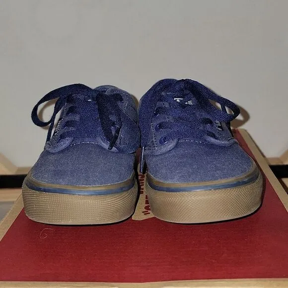 Vans Atwood Lo Low Top Padded Collar Dress Blue Denim Sneaker Shoes Kid Size 1