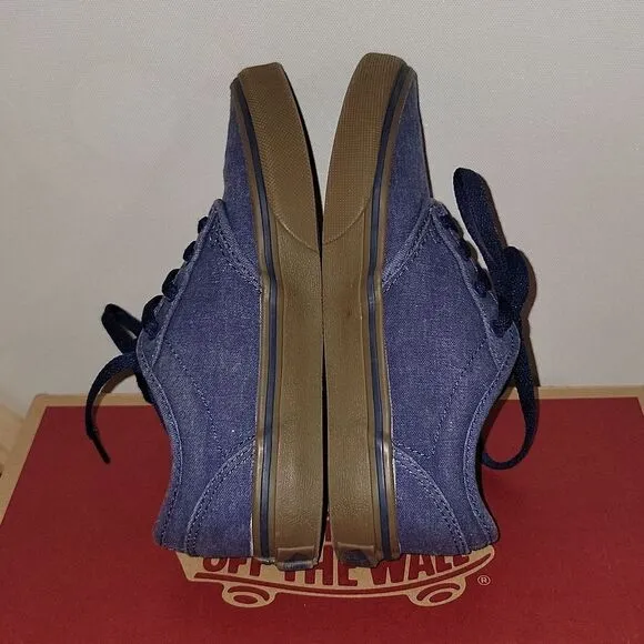 Vans Atwood Lo Low Top Padded Collar Dress Blue Denim Sneaker Shoes Kid Size 1