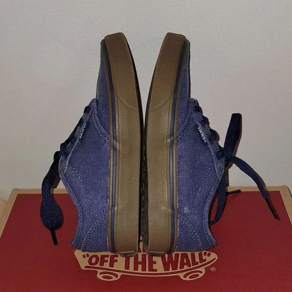Vans Atwood Lo Low Top Padded Collar Dress Blue Denim Sneaker Shoes Kid Size 1