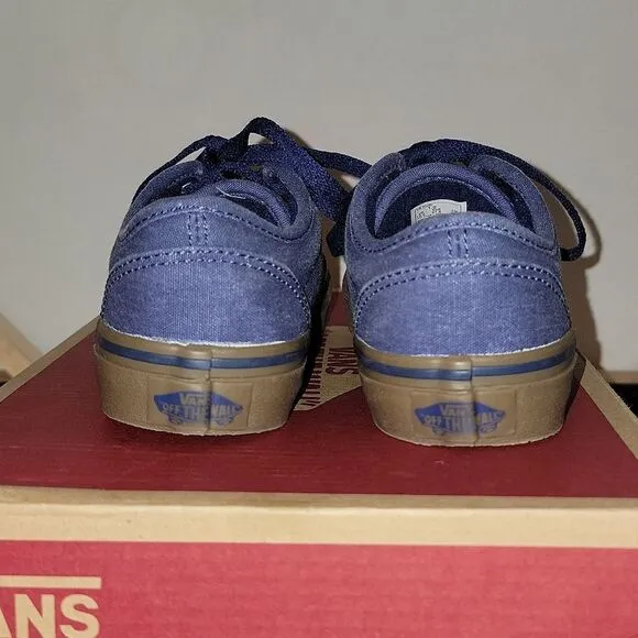 Vans Atwood Lo Low Top Padded Collar Dress Blue Denim Sneaker Shoes Kid Size 1