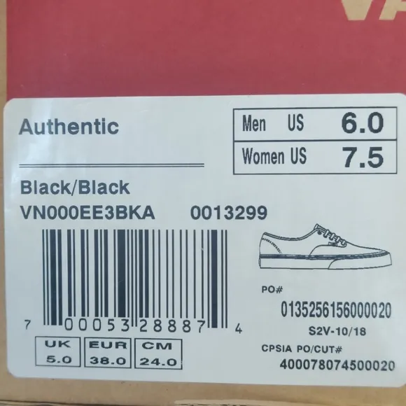 Vans Authentic shoes Unisex Mens size 6