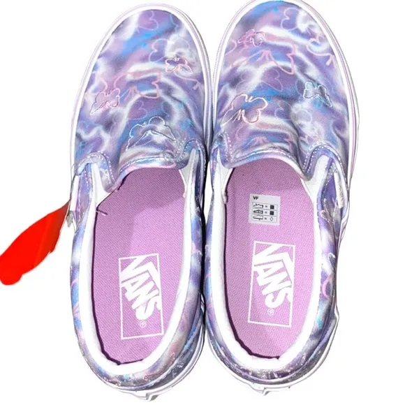 Vans Butterfly Dreams Women's Slip On Tennis Shoes White w/Pink &amp; Purple