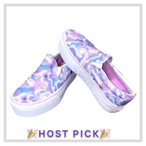 Vans Butterfly Dreams Women's Slip On Tennis Shoes White w/Pink &amp; Purple