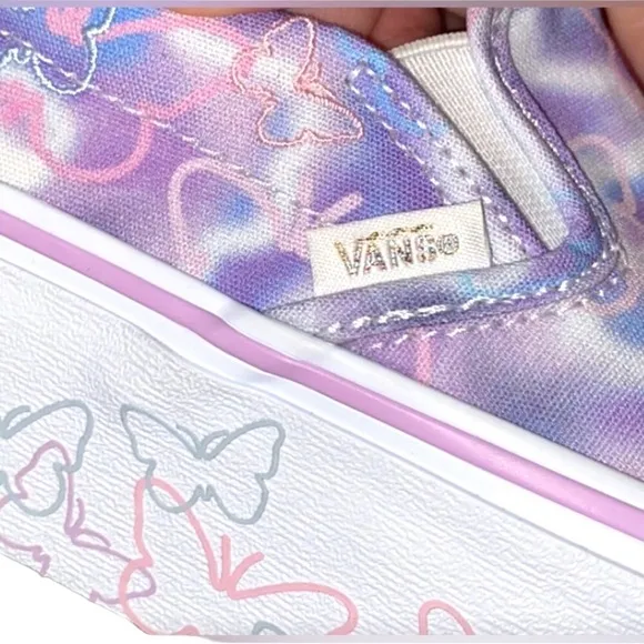 Vans Butterfly Dreams Women's Slip On Tennis Shoes White w/Pink &amp; Purple
