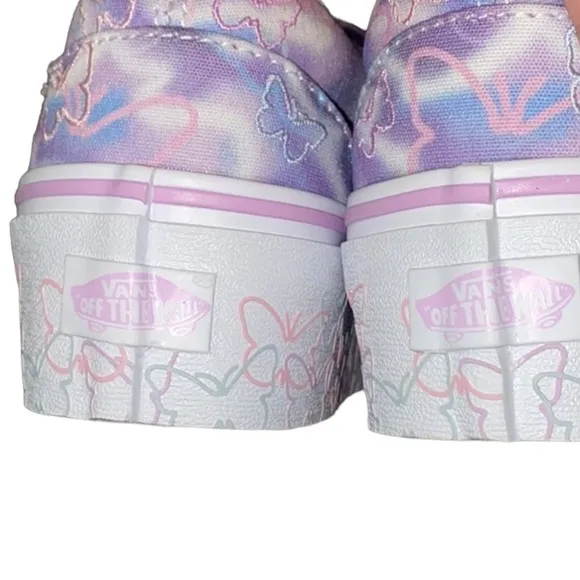 Vans Butterfly Dreams Women's Slip On Tennis Shoes White w/Pink &amp; Purple