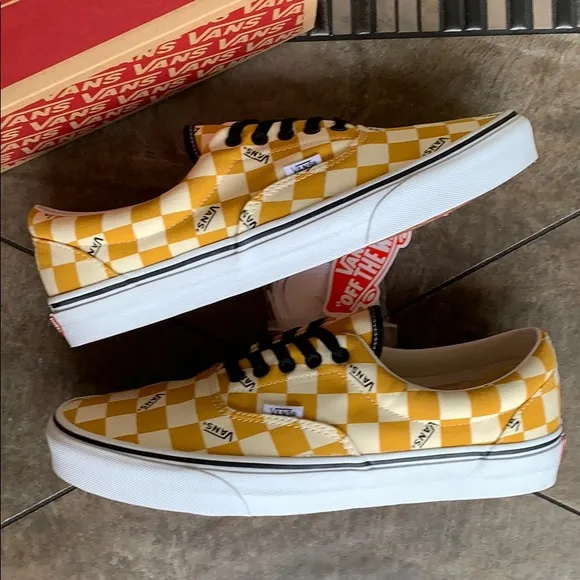 •VANS ERA big checkerboard yellow/true white