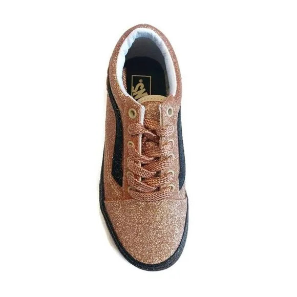 Vans Kids Unisex Off The Wall Skateboard Shoes Gold Glitter 508357 Youth Size 2