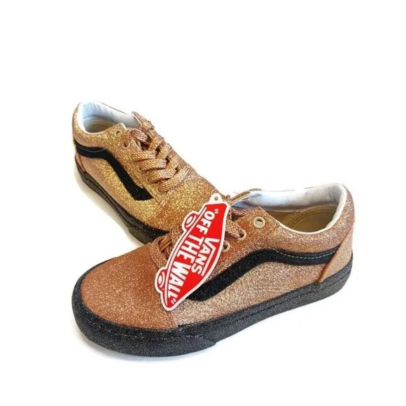 Vans Kids Unisex Off The Wall Skateboard Shoes Gold Glitter 508357 Youth Size 2