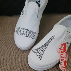 VANS KIDS WHITE UNISEX CUSTOM NATALIE SLIP ON SNEAKERS