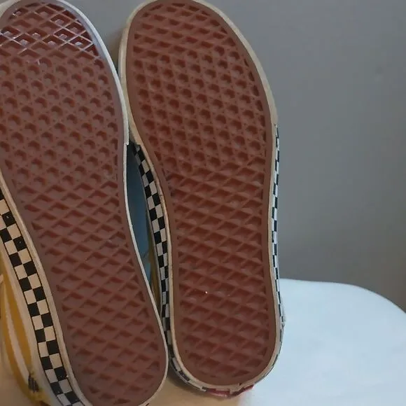 Vans Laken Flowers Sunflower checked suede canvas skate shoe sneakers size 9