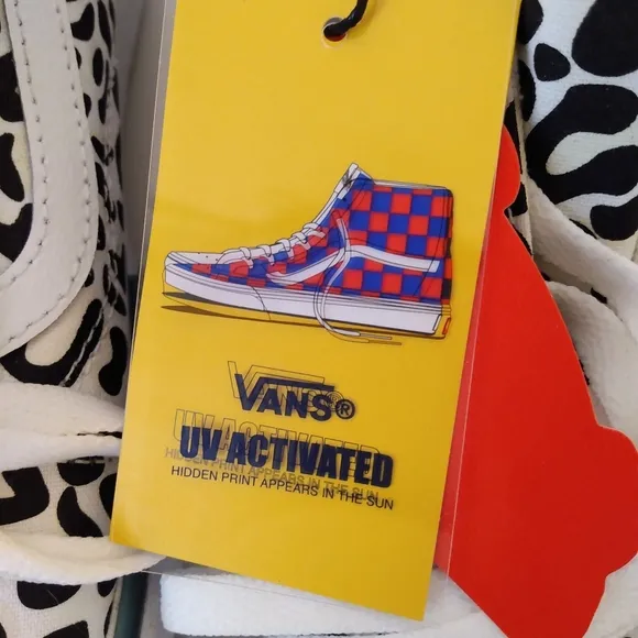 Vans Off The Wall Black White Print Unisex Low Top Lace Up Sneakers sz 8 men 9.5