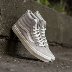 Vans Off The Wall Sneakers Kids 2 Light Gray Suede Hi Top Sk8 Back Zip