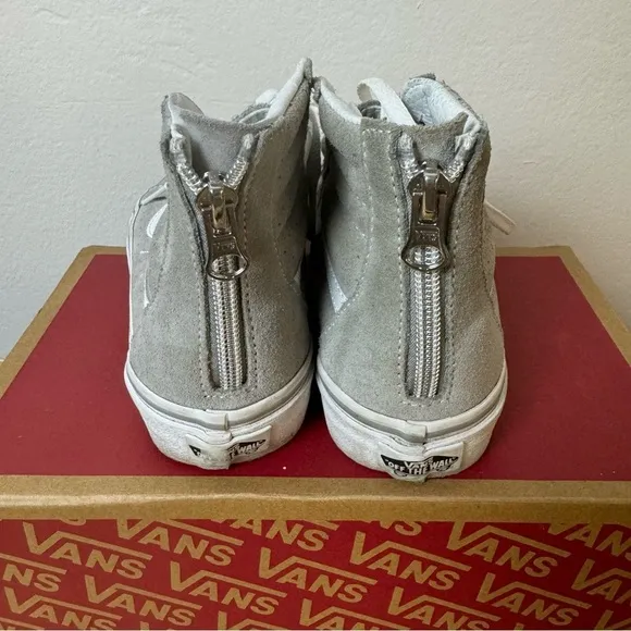 Vans Off The Wall Sneakers Kids 2 Light Gray Suede Hi Top Sk8 Back Zip