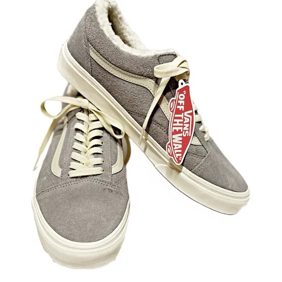 Vans Old Skool Cozy Hug Drizzle Marshmallow Sherpa Sneakers Gray Unisex 9.5M 11W