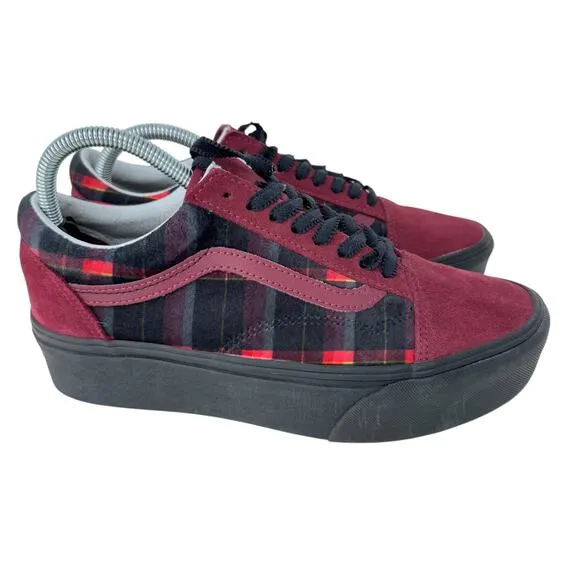 Vans Old Skool Stackform Sneakers Unisex Size M7.5/W9.0 Red Plaid Lace Up 721356