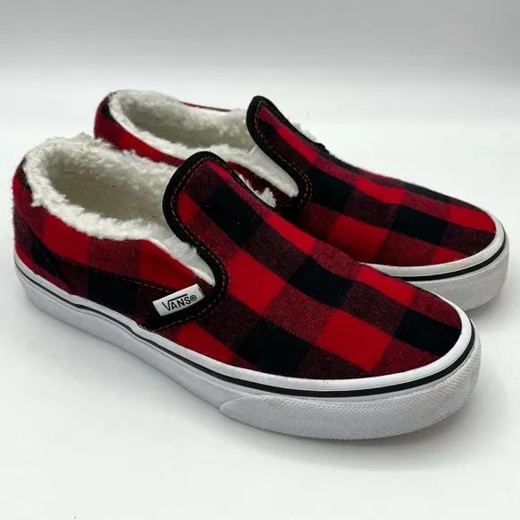 Vans Shoes Unisex Size 1  Slip On Plaid Sherpa Buffalo Sneaker