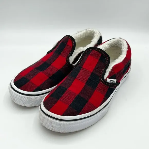 Vans Shoes Unisex Size 1  Slip On Plaid Sherpa Buffalo Sneaker