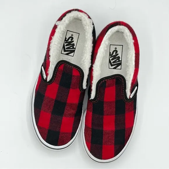 Vans Shoes Unisex Size 1  Slip On Plaid Sherpa Buffalo Sneaker