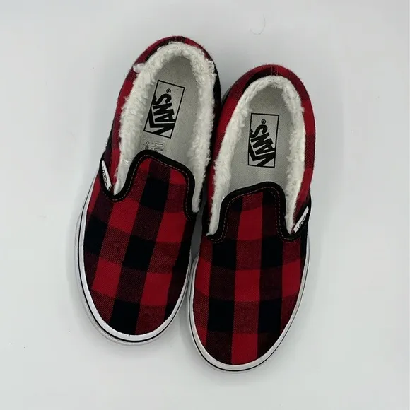Vans Shoes Unisex Size 1  Slip On Plaid Sherpa Buffalo Sneaker