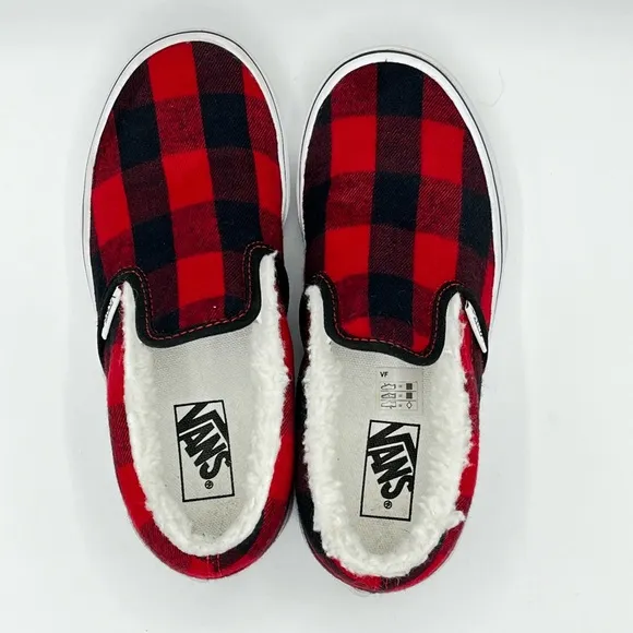 Vans Shoes Unisex Size 1  Slip On Plaid Sherpa Buffalo Sneaker
