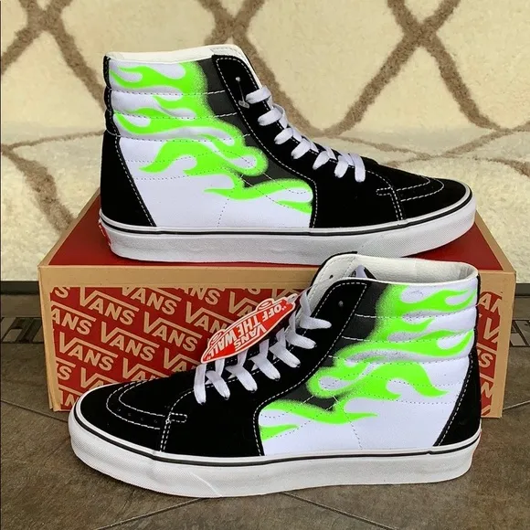•VANS SK-8 HI FLAME black/true white Mens