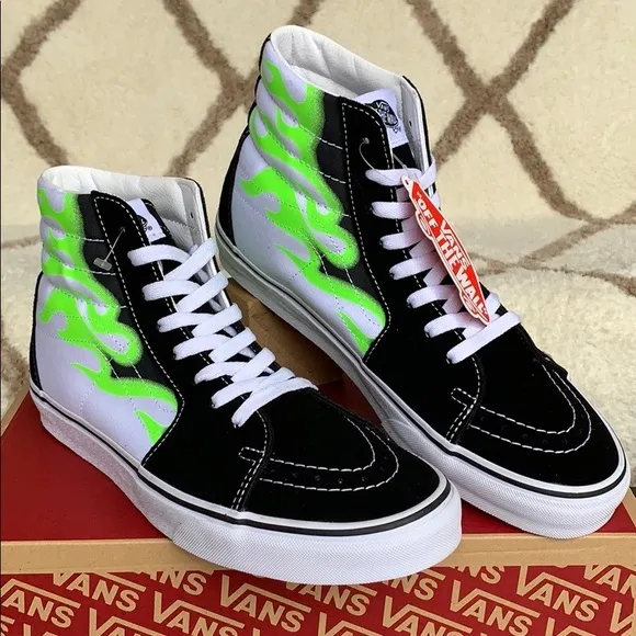 •VANS SK-8 HI FLAME black/true white Mens