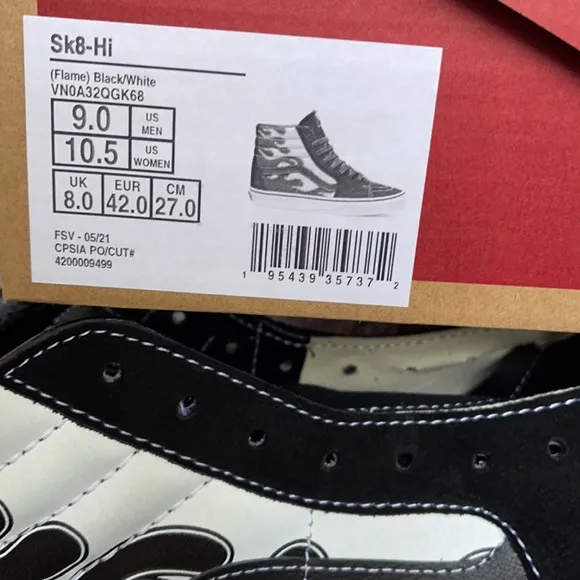 Vans Sk8-Hi Flame Black/White MENS