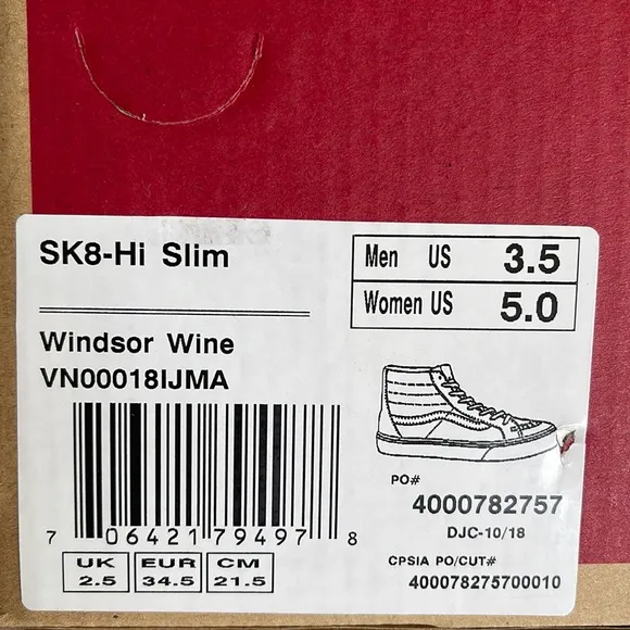 VANS SK8-HI SLIM WINDSOR WINE WMNS