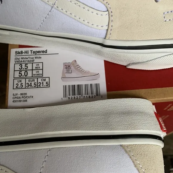 VANS SK8-Hi TAPERED DIY White/True White WMNS