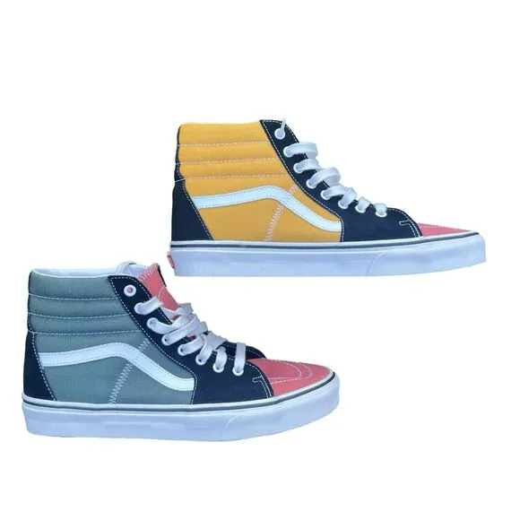 Vans SK8-HI Varsity Multi-Color Unisex Canvas High Top Sneakers Size M 10.5 W 12
