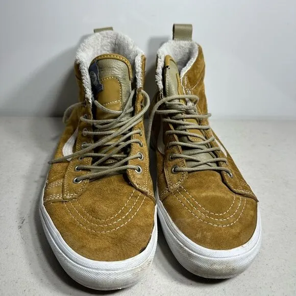 VANS Sk8-HI MTE Scotchgard Brown Leather Sneakers Hikers 11.5 Shearling