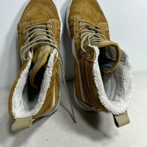 VANS Sk8-HI MTE Scotchgard Brown Leather Sneakers Hikers 11.5 Shearling