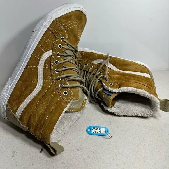 VANS Sk8-HI MTE Scotchgard Brown Leather Sneakers Hikers 11.5 Shearling