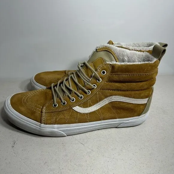 VANS Sk8-HI MTE Scotchgard Brown Leather Sneakers Hikers 11.5 Shearling