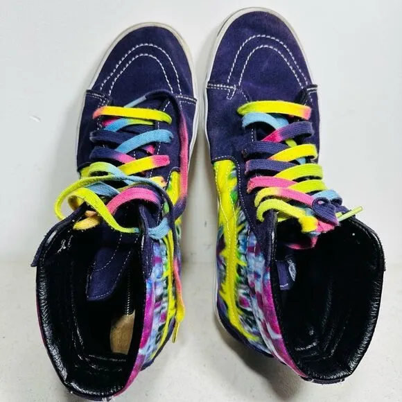 Vans SK8-HI Mysterioso Tie Dye Sneakers Purple Yellow Rainbow Sz 11